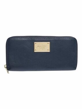 Michael Kors Jet Set Navy Blue Zip Around Long Continental Wallet EUC